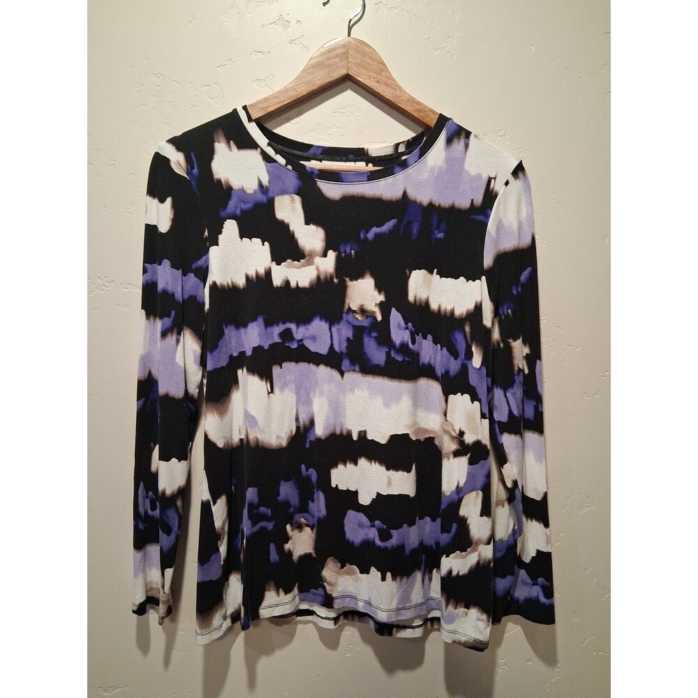 Chico's T-Shirt Size M (1)Touch Of Cool Abstract Multi Color Layering Tee Career